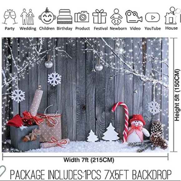 Allenjoy 84X60inch Fabric Christmas Photography Backdrop Winter Snowman - Picture 3 of 5